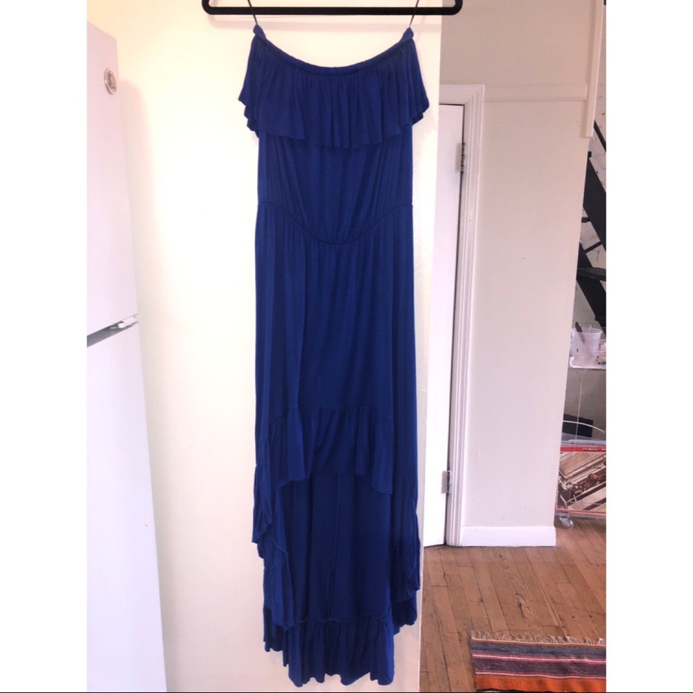 Royal Blue High Low Strapless Dress